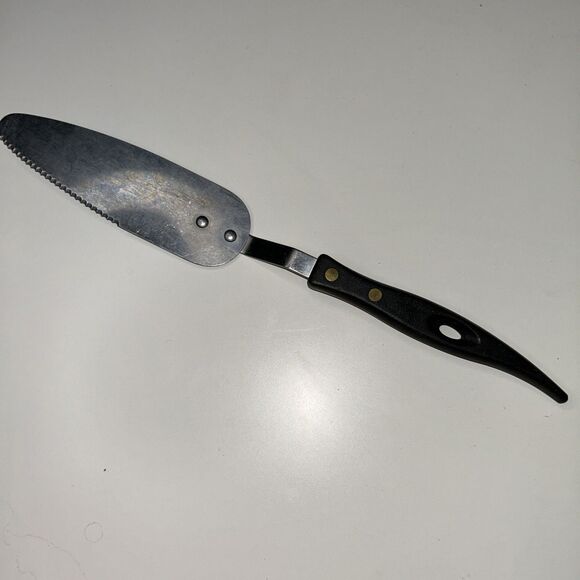Vintage Stainless Steel Serving Pie Cake Server Black wooden handle - Picture 1 of 9